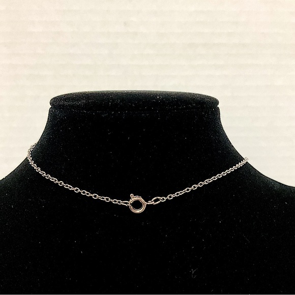 Vintage Silvertone Chain Necklace with Teardrop Pasley and Gemstone Pendant - Picture 3 of 4